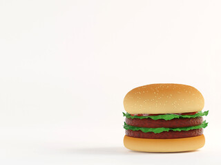 burger isolated texture on background 3d rendering