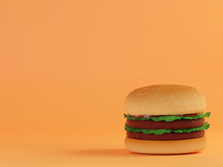 burger isolated texture on background 3d rendering