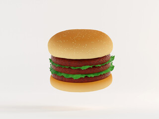 burger isolated texture on background 3d rendering