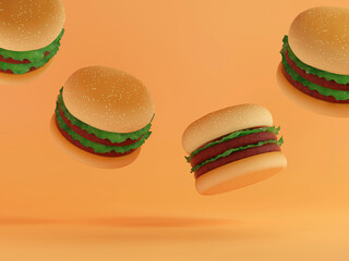 burger isolated texture on background 3d rendering
