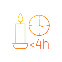 Candle burn time limit gradient linear vector manual label icon. Letting candle cool. Thin line color symbols. Modern style pictogram. Vector isolated outline drawing for product use instructions