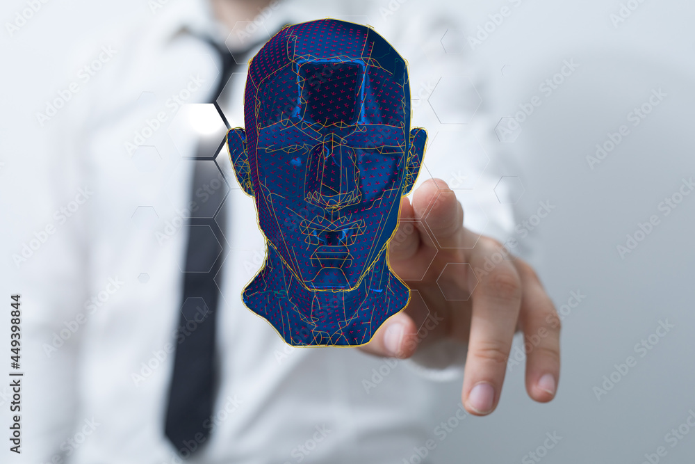 Aufkleber head form lines, triangles and particle style