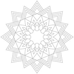 Leaf Flower Petal Coloring Mandala Art Simple Graphic Shape Vector Floral Oriental Outline Vintage Decorative Elements Pattern Illustration Islam Arabic Indian Turkish Mystic Religion Morals Lotus