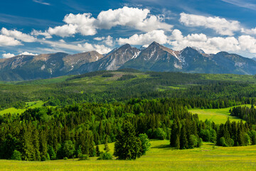 Panoramic View over Lapszanka Valley and High Tatras Mountains in Poland