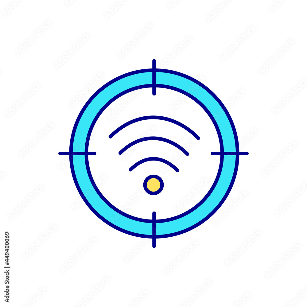 Poster target on wifi sign rgb color icon. wireless internet connection sign. service set identifier. netwo