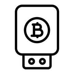 bitcoin usb line icon