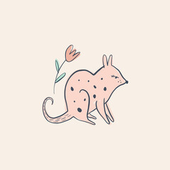 Cute baby bilby Australian animal cartoon doodle kids style drawing.