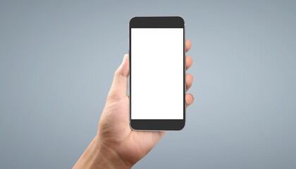 Hand holding smartphone device