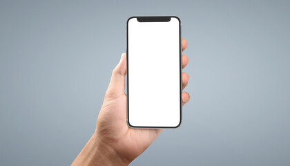 Hand holding smartphone device