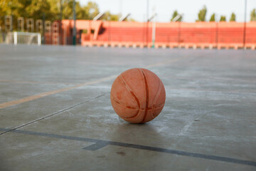 Photos of the basketball ball in different angles. 