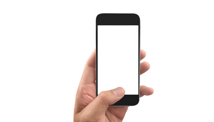 Hand holding smartphone device