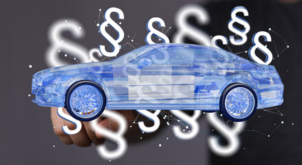 Car insurance concept with car in hands 3d
