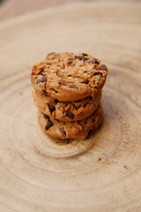 Some food in a wood background. Cookies. 