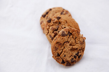 Some food in a white background.  Cookies. 