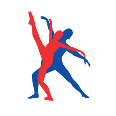 Couple ballet dancing silhouette vector illustration 