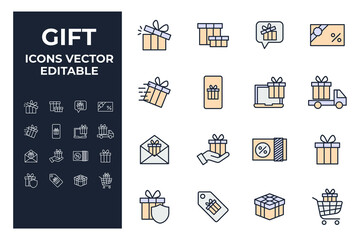 set of Gift elements symbol template for graphic and web design collection logo vector illustration