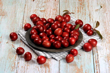 Prunus cerasifera var. pissardii or Spidola plum - Caucasian plum variety bred in Latvia. A small red plum