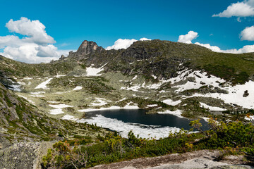 Lake in the snowy mountains