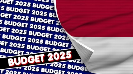 Indonesia Realistic Flag with Budget 2025 Title Fabric Texture Effect 3D Illustration