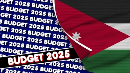 Jordan Realistic Flag with Budget 2025 Title Fabric Texture Effect 3D Illustration