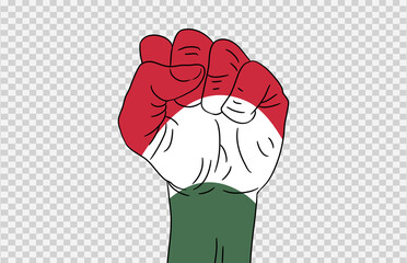 Hungary flag colored hand isolated on png or transparent  background, Symbols of Hungary template for banner,card,advertising ,promote,magazine,vector,top gold medal winner sport country