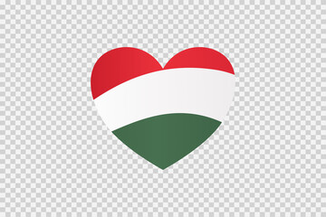 Hungary flag in heart shape isolated  on png or transparent  background,Symbols of Hungary, template for banner,card,advertising ,promote,vector, top gold medal sport winner country