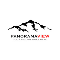 Minimalist Landscape Hills Mountain Peaks Vector logo design