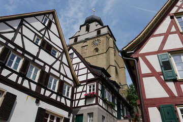 Fachwerkhäuser und Stiftskirche Herrenberg