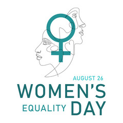 Women's Equality Day, august 26 concept. Female holiday. Women right history month. For background, banner, card, poster, flyer. Vector illustration.