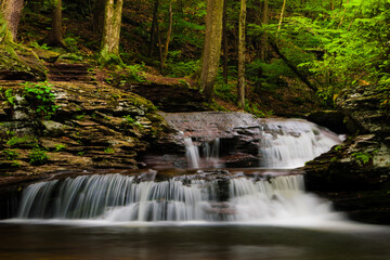 Cascading waterfall at Ricketts Glen State Park, Pennsylvania