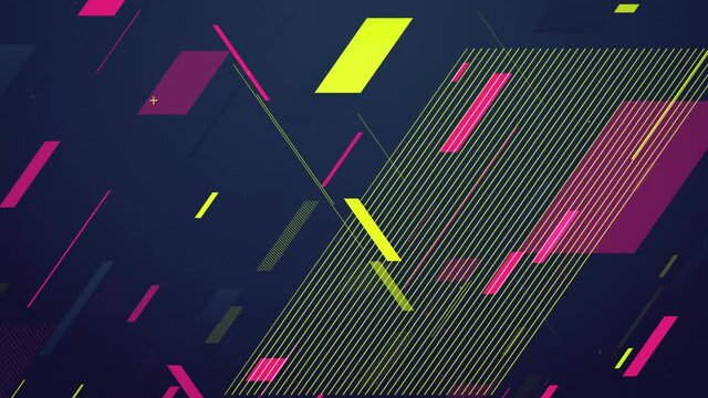移動するビビッドカラーのスマートなフラットデザインのモーショングラフィック　ループ