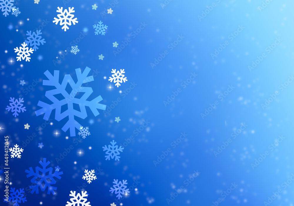 Wall mural Winter background of snowflakes.