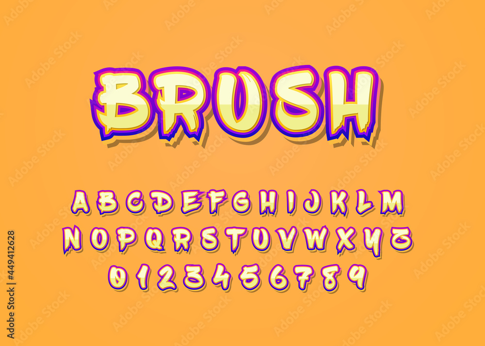 Poster custom font effect with graffiti style, set of alphabet and number