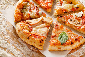 homemade pizza with vegetables and cheese