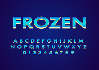 Modern icy look text style effect, custom font alphabet and number with metallic look