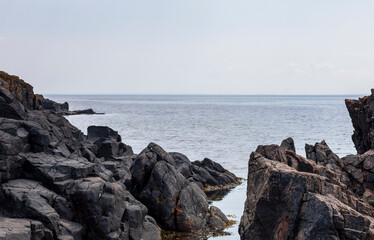 The coastline by the Silvergrottan cave at the Kullaberg cape in Scania, Sweden