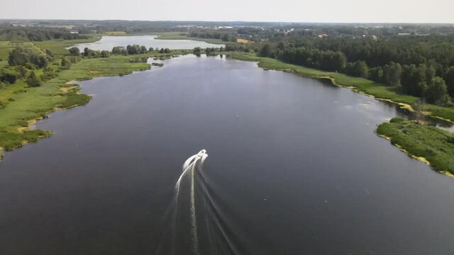 Top view of the city beach in Bialystok and the water sports center.