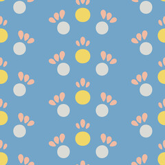 Vector Folklore Fruit Buds on Blue seamless pattern background. Perfect for fabric, wallpaper and scrapbooking projects.