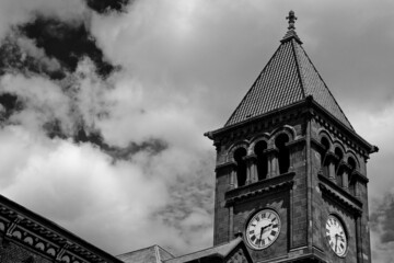 Photo of the Clocktower on the Carbon County, Pennsylvania Courthouse, Jim Thorpe, Pennsylvania USA