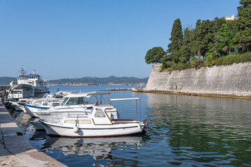 Pleasure and fishing boats at the marina in Zadar, Dalmatia, Croatia.