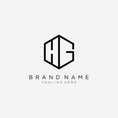 Initial letter HG hexagon logo, monogram line art style design template.