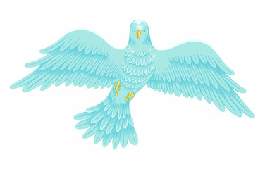 Dove of blue color, decorative image, drawing of a bird