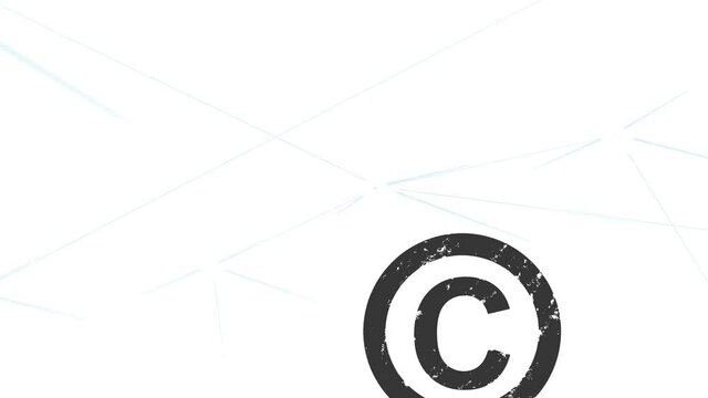 Digital animation of network of connections against copyright symbol on white background