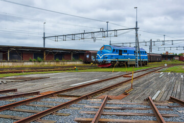 Obraz premium Old blue train in Värnamo (HDR) 