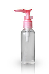 Clear pump bottle made of plastic material,With Clipping Path.