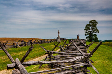 Fototapeta na wymiar Photo of A Snake Fence Along Bloody Lane, Antietam National Battlefield, Maryland USA