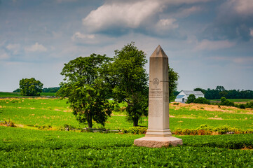 Fototapeta na wymiar Photo of the Monument to the 14th Connecticut Volunteer Infantry Regiment, Antietam National Battlefield, Maryland USA