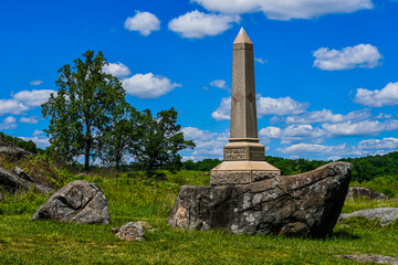 4th Maine Volunteer Infantry Regiment Monument, Devils Den, Gettysburg National Military Park, Pennsylvania USA