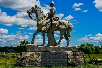 Obraz premium Photo of The Monument to the 8th Pennsylvania Cavalry, Located Near the Pennsylvania State Monument, Gettysburg National Military Park USA