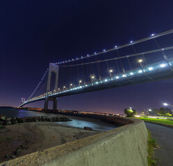 A long exposure of the Upper Bay and the Verrazzano-Narrows Bridge, New York, USA